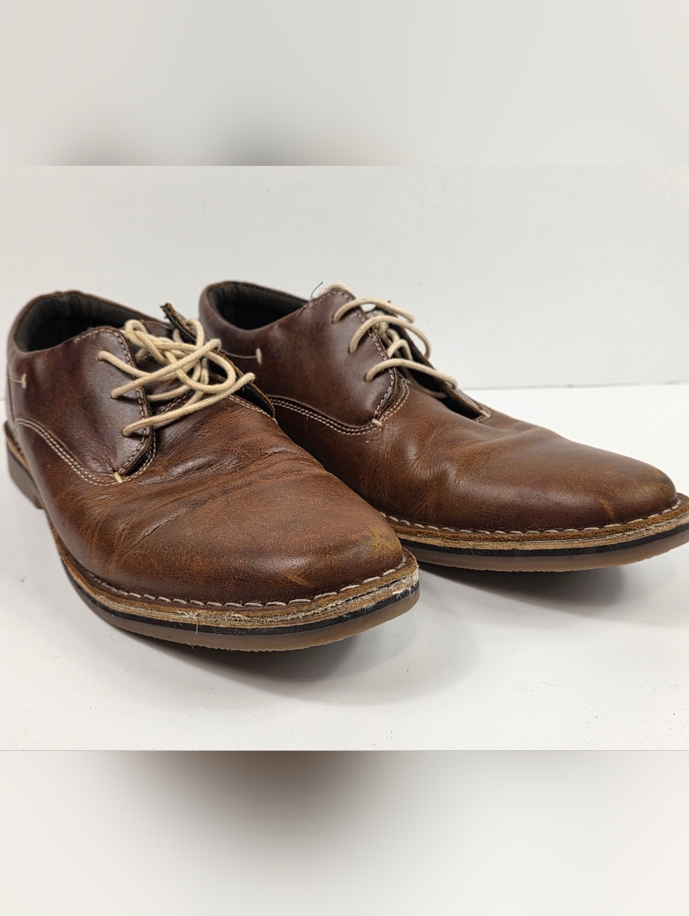 Steve Madden Harpoon Brown Leather Oxford Shoes Mens 10.5 Lace Up Casual